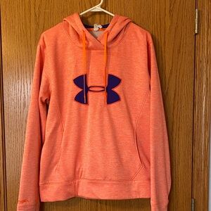 Under Armour Women’s Orange Hoodie | Navy Logo | Athletic Sweatshirt